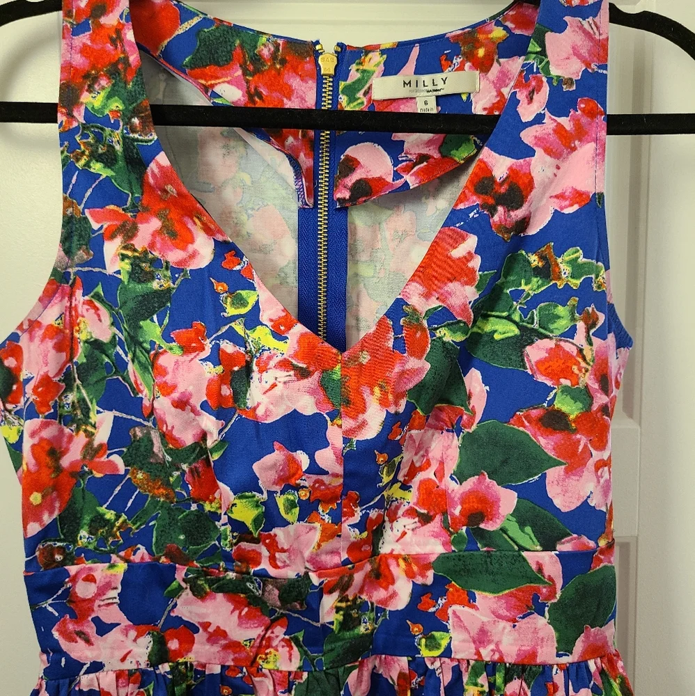 Milly for design Nation floral v neck fit n flare dress